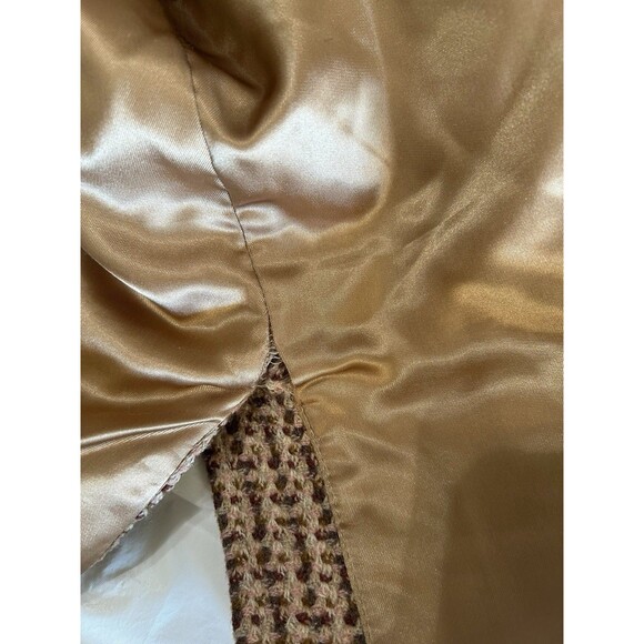 VTG J Crew Womens 100% Wool Herringbone Tweed Brown Tan Classic Overcoat Size 14 - Picture 10 of 11